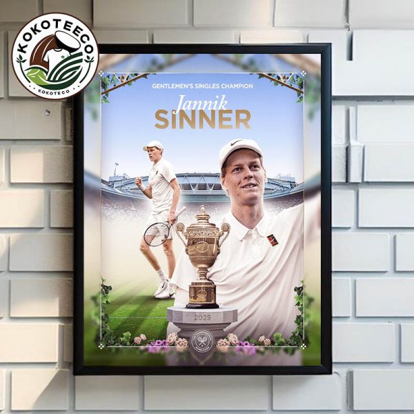 Congrats Jannik Sinner Wins Gentlemen’s Singles Champion 2025 The Championship Wimbledon Poster Home Decor Canvas