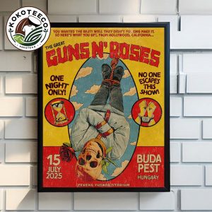 Guns N Roses Event Poster At Ferenc Puskas Stadium On July 15 2025 In Budapest Hungary Poster Home Decor Canvas