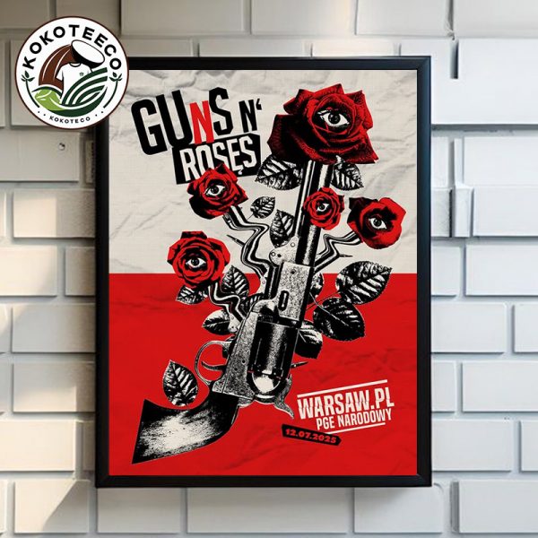Guns N Roses Warsaw Poster At PGE Narodowy On July 12 2025 In Warsaw PL Poster Home Decor Canvas