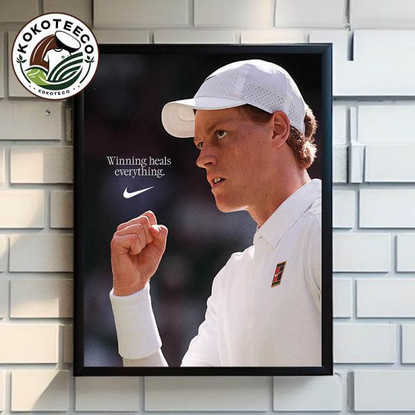 Jannik Sinner Winning Heals Everything Jannik Sinner x Nike Poster Wimbledon Championship 2025 Poster Home Decor Canvas